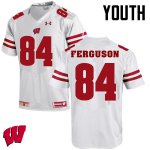 Youth Wisconsin Badgers NCAA #84 Jake Ferguson White Authentic Under Armour Stitched College Football Jersey OH31H21IK